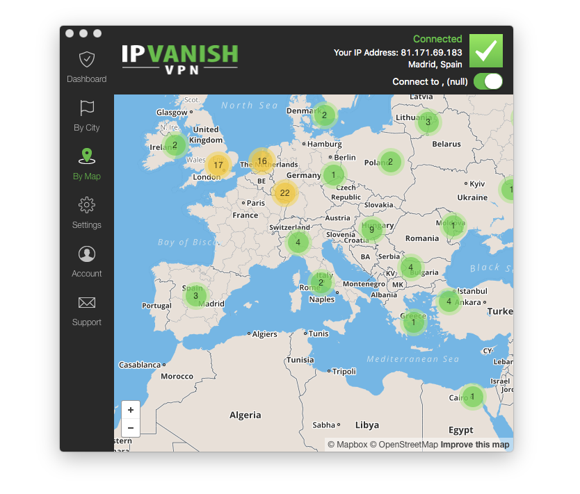 IPVanish VPN Software Map